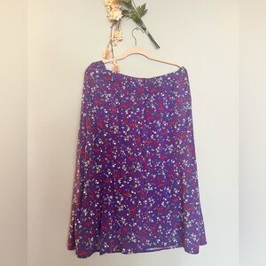 Purple Floral Midi Skirt | Spring | Easter | Red floral | Back slit | Medium